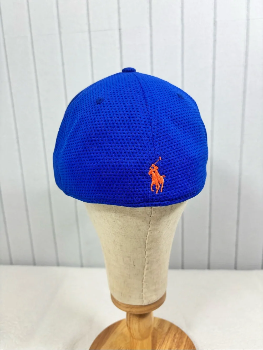 Ralph Lauren Polo Sport Royal Blue Mesh Baseball Cap with Orange Logo Size M/L